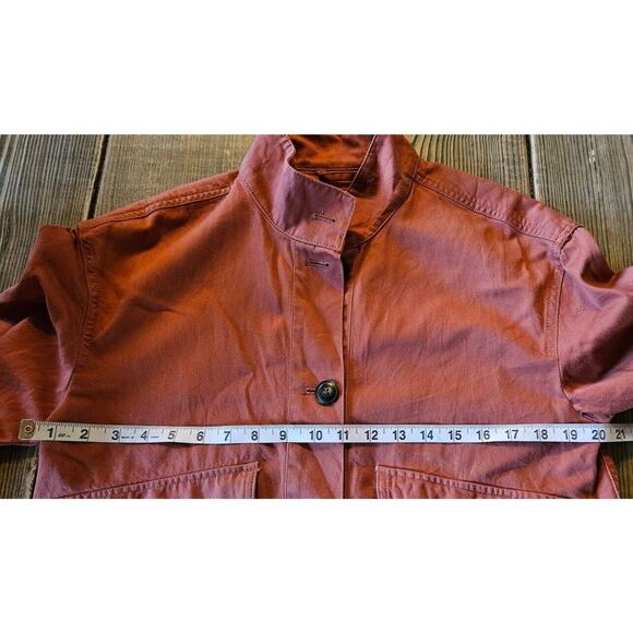 Madewell Womens Jacket Small Rust Orange Button Front Bayview Sleeve Bomber Coat - Picture 10 of 13